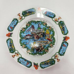 Vintage California Souvenir Plate Diameter 10"